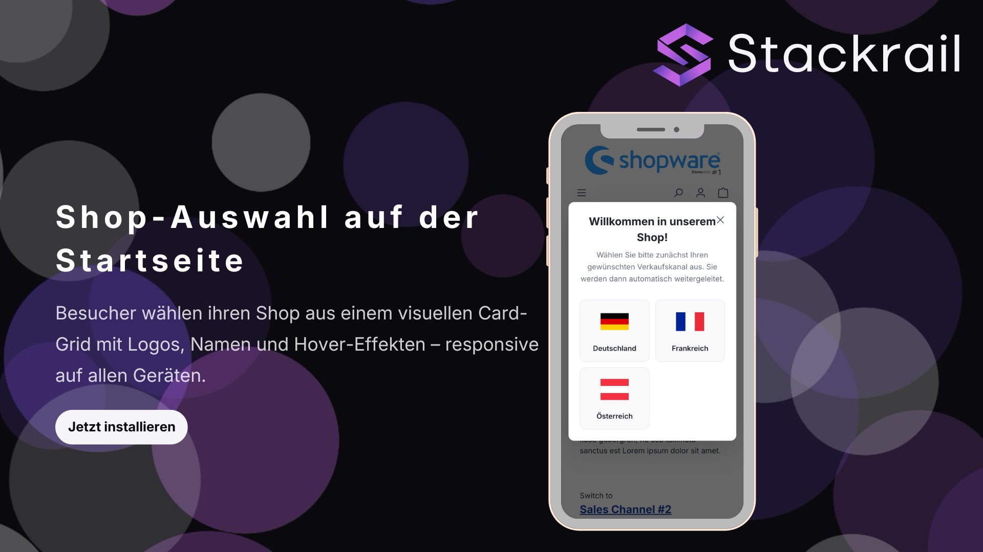 Shopware Shop-Auswahl Modal in mobiler Darstellung