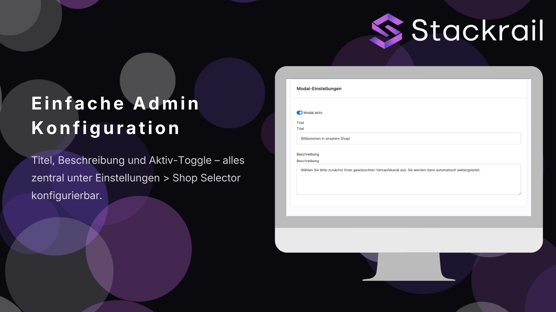 Shopware Admin Konfiguration fuer Titel und Beschreibung des Shop-Auswahl Modals